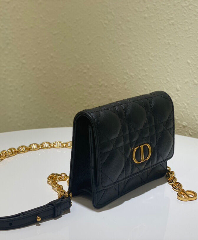 Christian Dior Mini Caro Pouch With Chain Bag Black